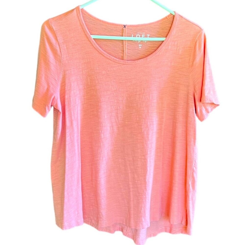 Ann Taylor LOFT Vintage Soft Peach 100% Cotton Pullover Top, Size M
